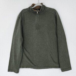 J Crew Sweater Mens Extra Large Green Half Zip Cotton Classic Casual Pullover